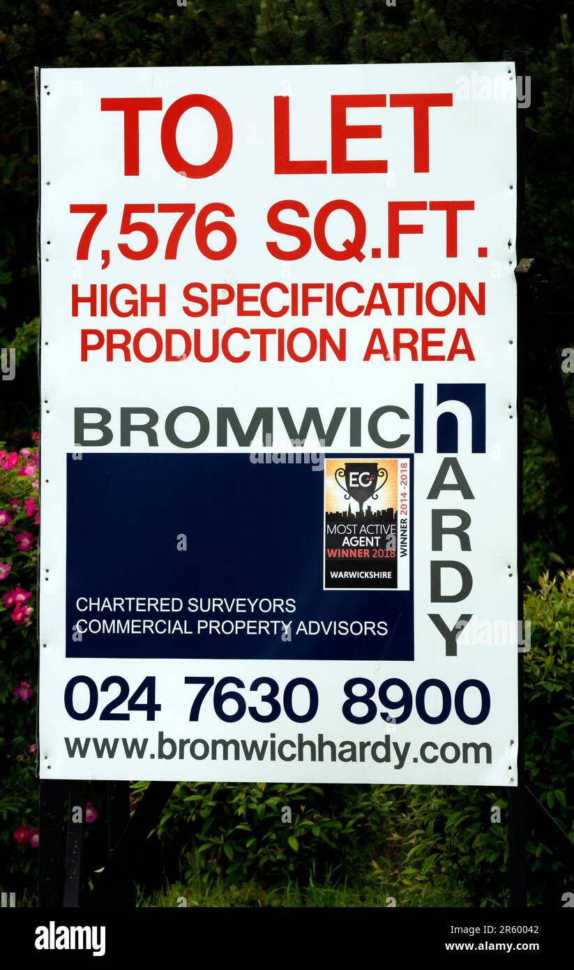 Bromwich Hardy propriété commerciale à laisser signer, Tournament Fields, Warwick, Royaume-Uni Banque D'Images