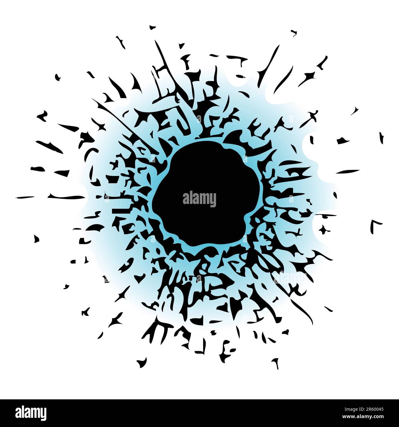 Trou cylindrique à impact en verre isolé sur fond blanc Illustration de Vecteur