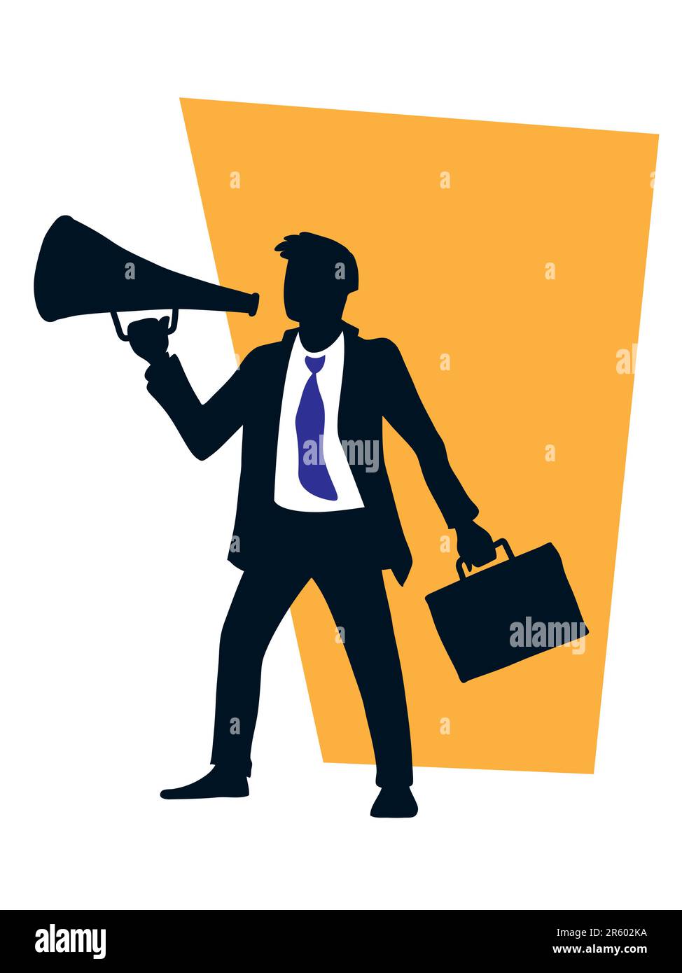 Homme d'affaires est à l'aide d'un mégaphone. vector illustration Illustration de Vecteur