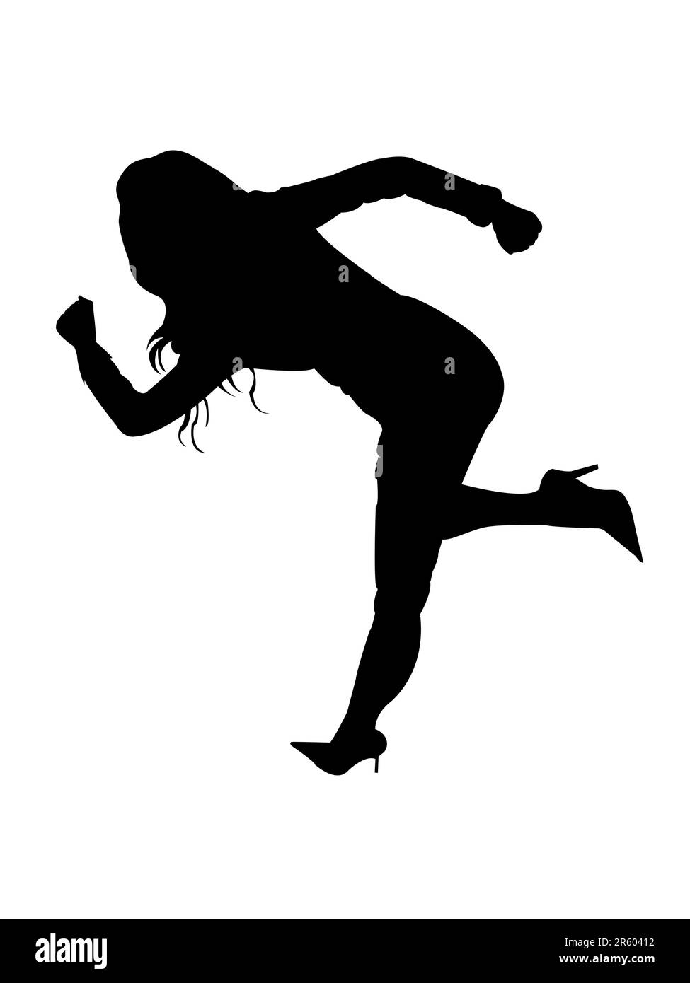 femme en position de course sur fond plat Illustration de Vecteur