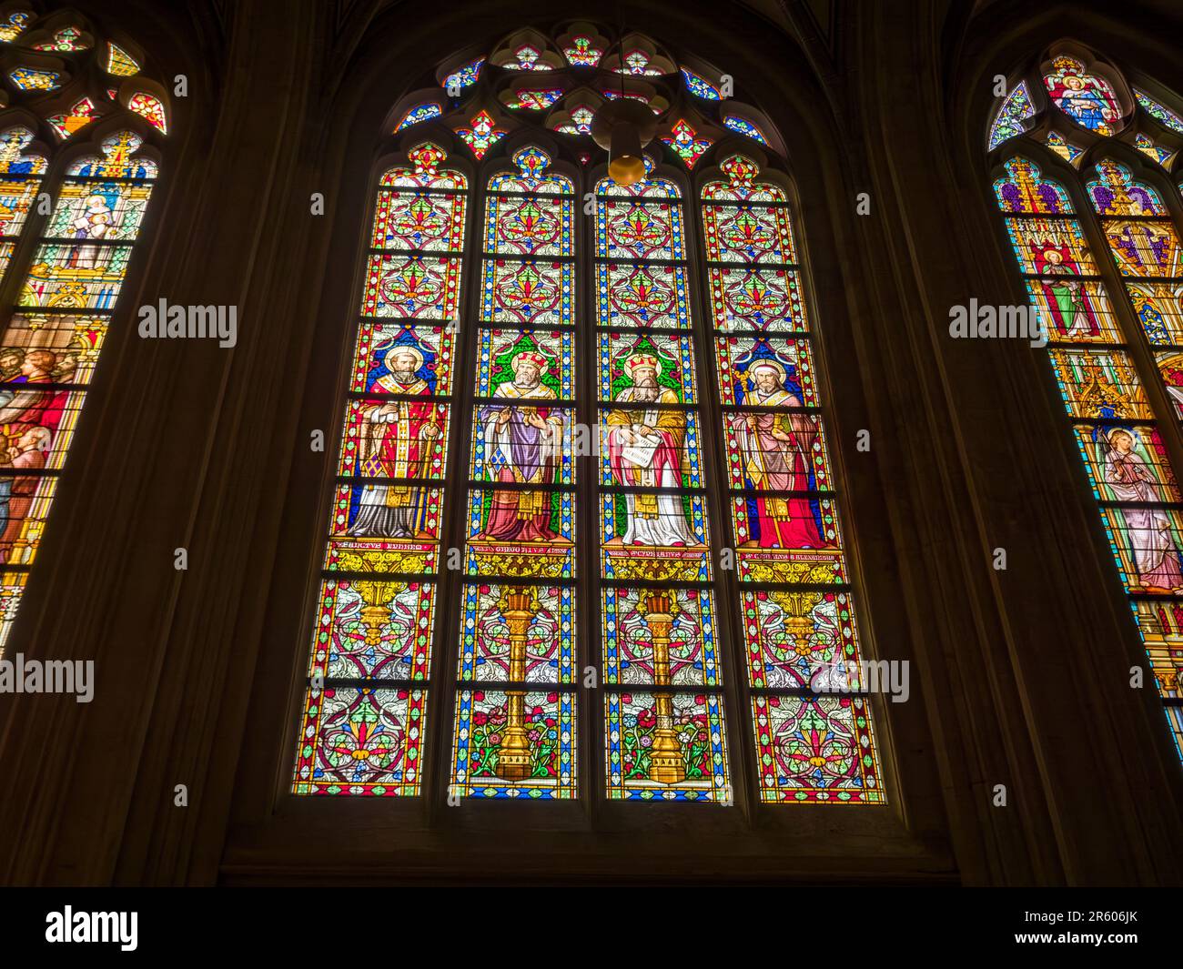 Un vitrail à St. Cathédrale de John dans la ville néerlandaise de Den Bosch, pays-Bas, Europe. Banque D'Images
