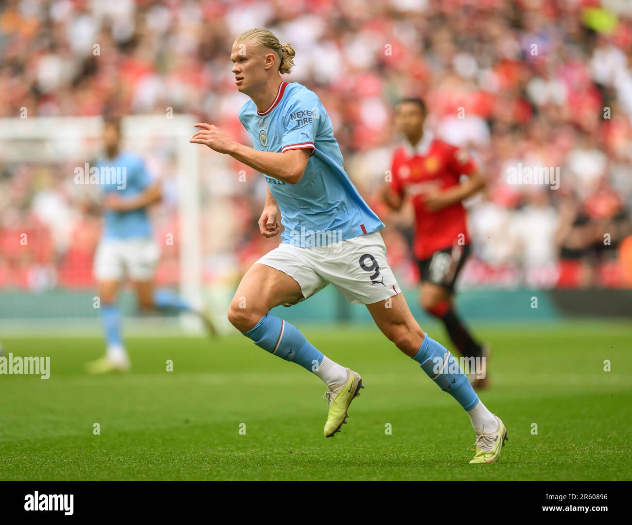 03 juin 2023 - Manchester City / Manchester United - Emirates FA Cup final - Wembley Stadium Erling Haaland de Manchester City lors de la finale de la FA Cup 2023. Image : Mark pain / Alamy Live News Banque D'Images