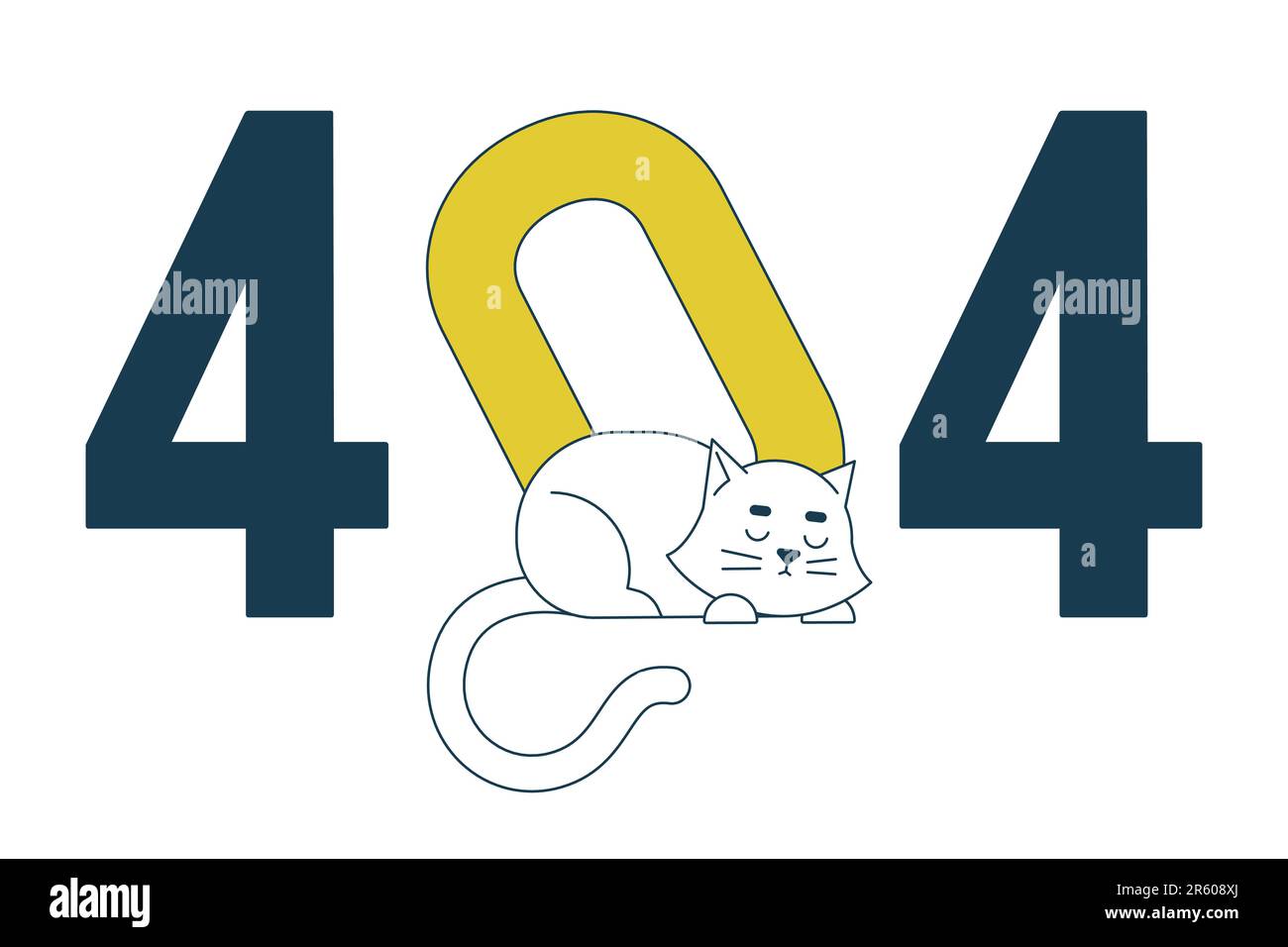 Message flash erreur 404 chat blanc en veille Illustration de Vecteur