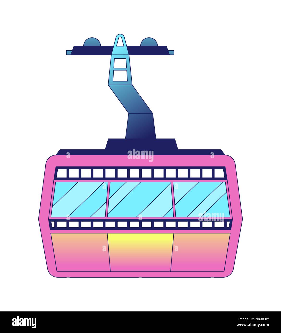 Icône de dessin animé vectoriel plat de téléphérique de cabine Illustration de Vecteur