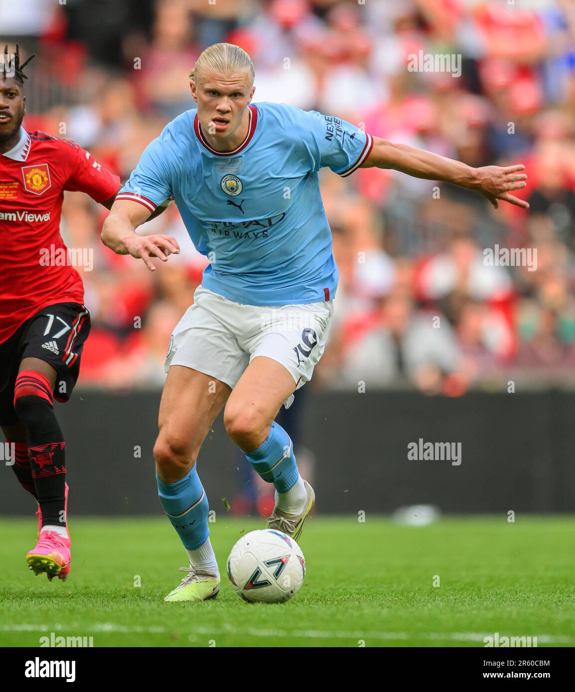 03 juin 2023 - Manchester City / Manchester United - Emirates FA Cup final - Wembley Stadium Erling Haaland de Manchester City lors de la finale de la FA Cup 2023. Image : Mark pain / Alamy Live News Banque D'Images