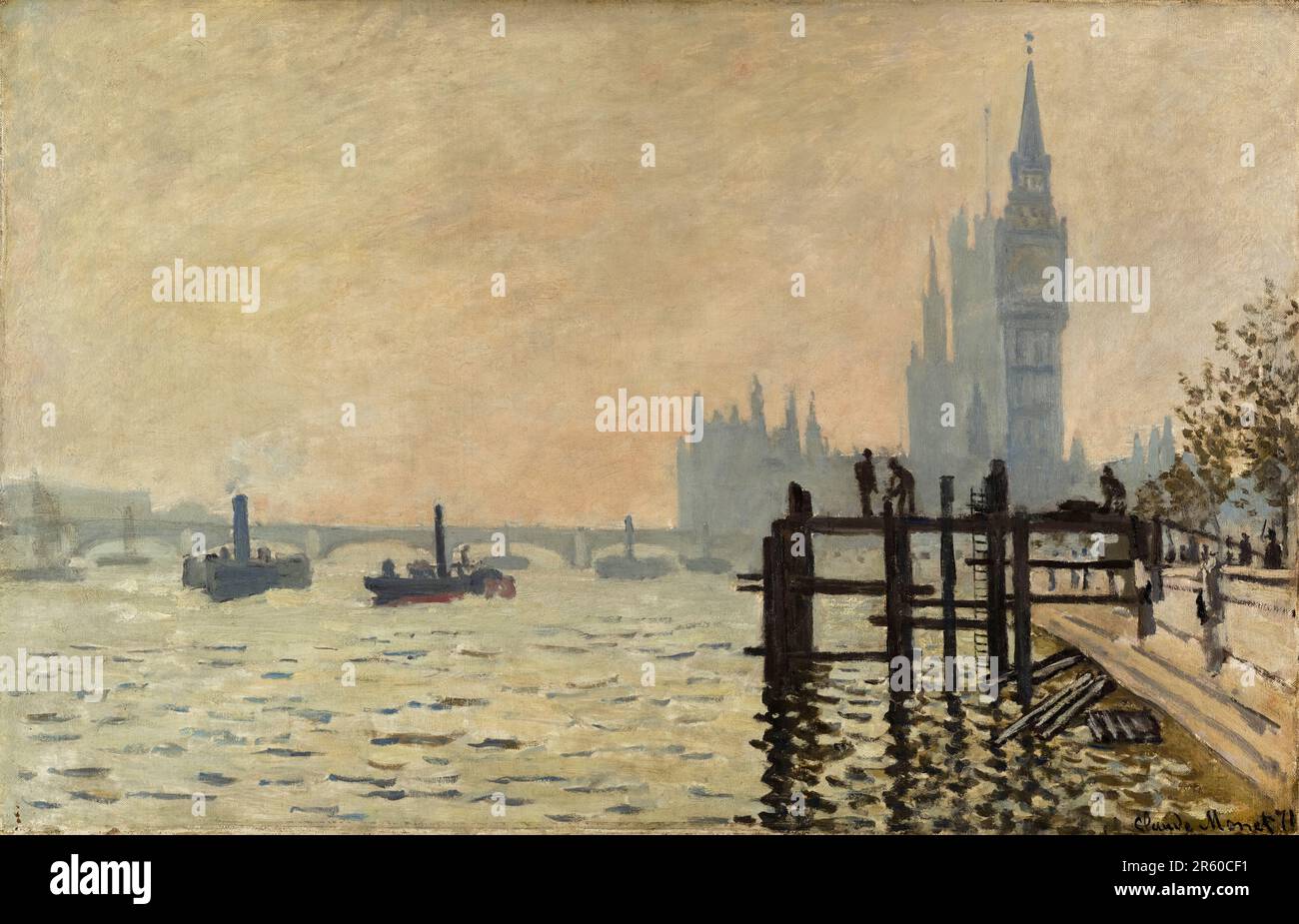 Claude Monet, la Tamise au-dessous de Westminster, peinture de paysage à l'huile sur toile, 1871 Banque D'Images