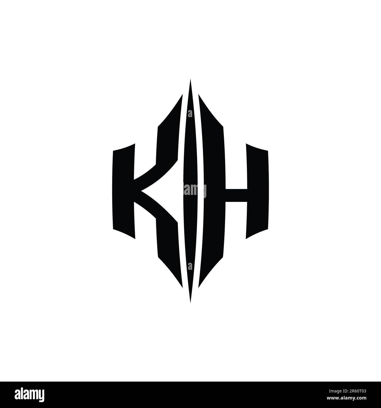 KH lettre logo monogramme forme hexagonale diamant avec modèle de conception de type perçage Banque D'Images