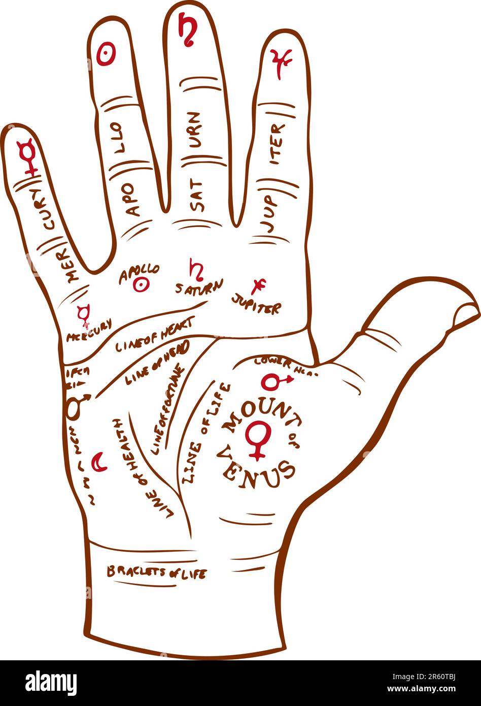 Image d'un palm reading map. Illustration de Vecteur