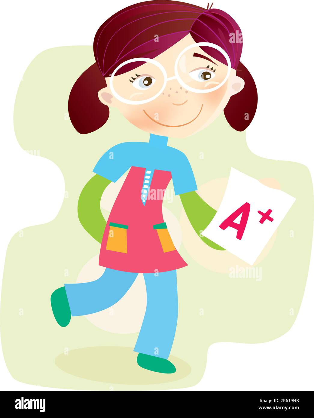 Bonne fille de dessin animé avec rapport d'examen. Illustration vectorielle. Illustration de Vecteur