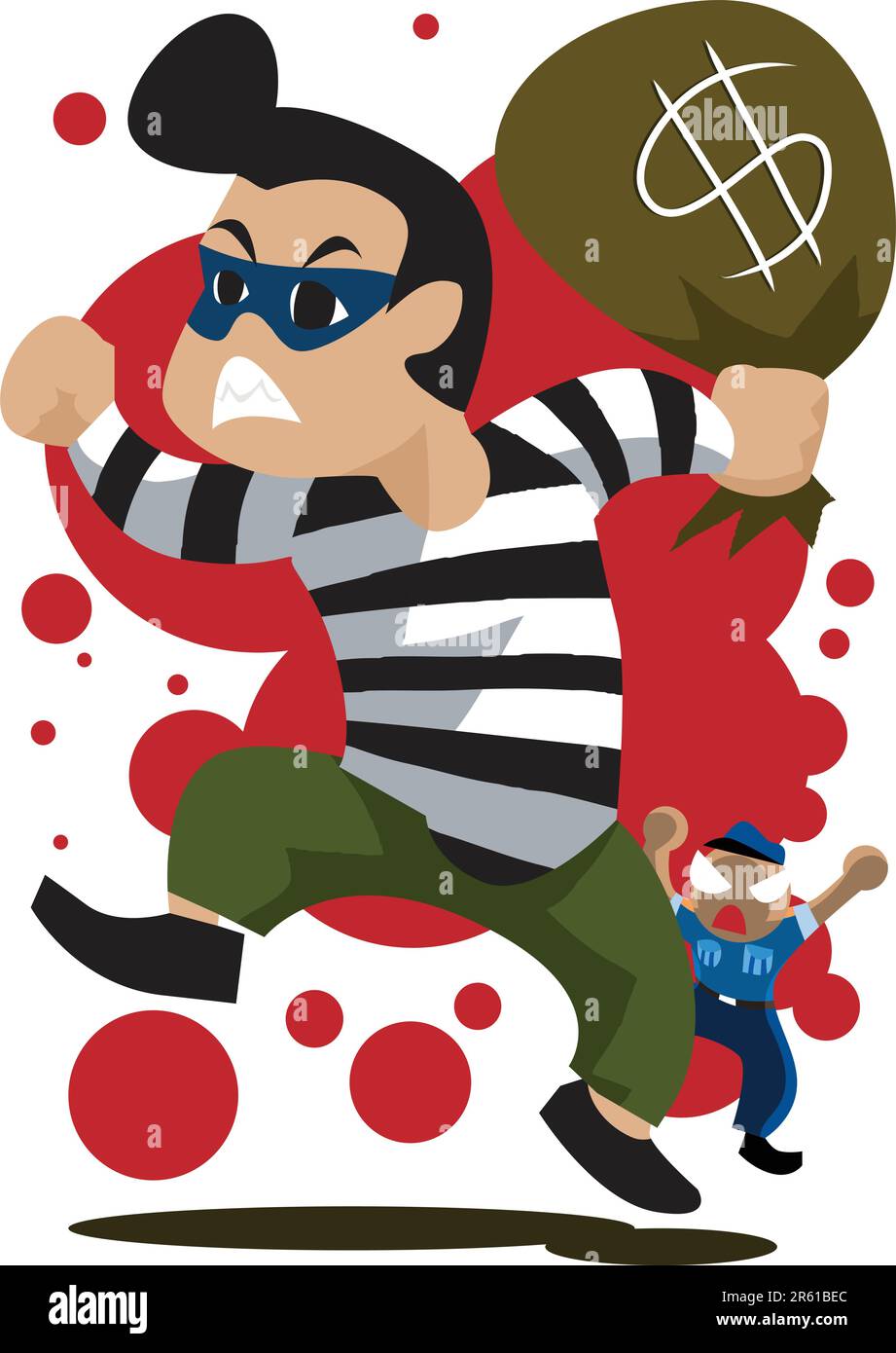 Image d'un voleur qui s'éloigne de l'agent de sécurité Illustration de Vecteur