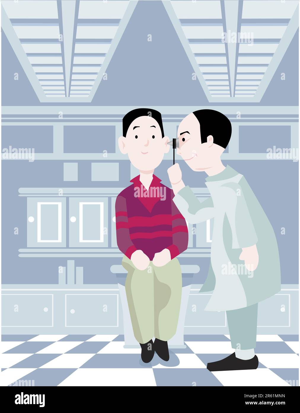 Le médecin effectue un contrôle de routine du patient. Illustration de Vecteur