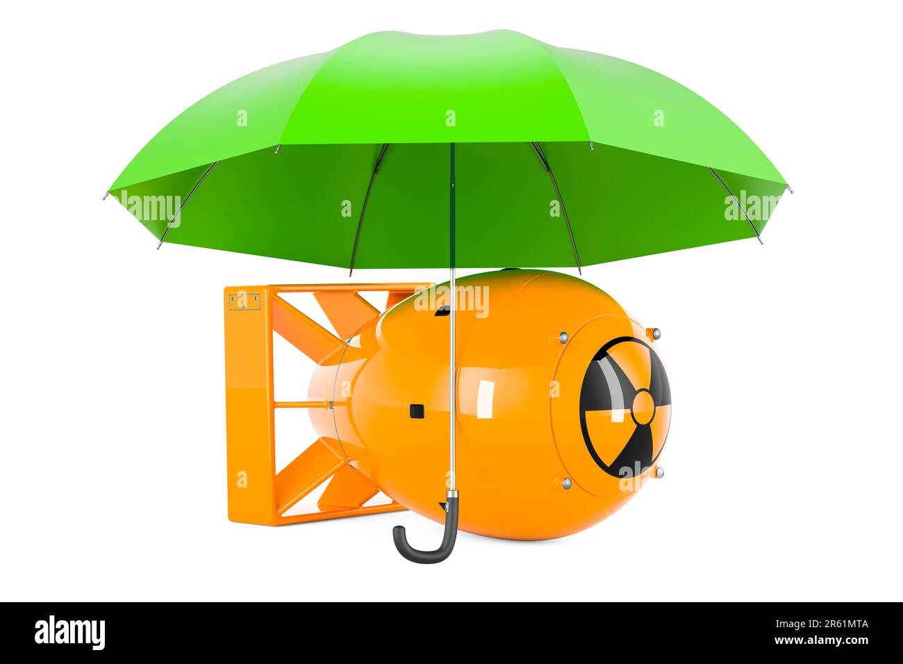 Bombe atomique nucléaire sous parapluie, 3D rendu isolé sur fond blanc Banque D'Images