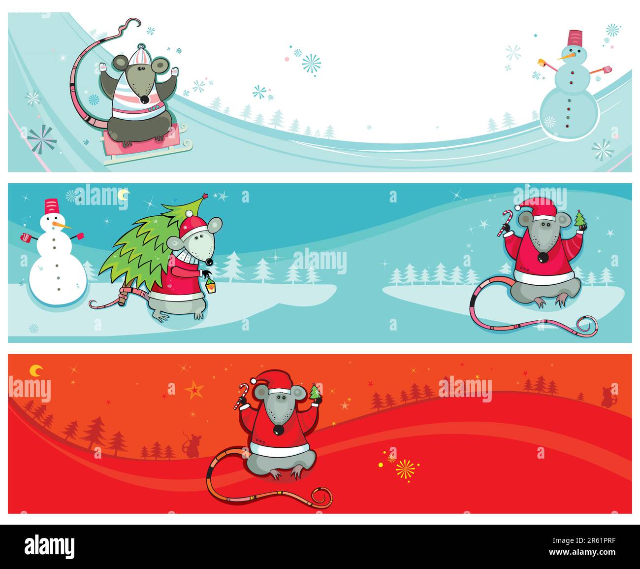 Banderoles de Noël avec espace de copie de Santa rats Illustration de Vecteur