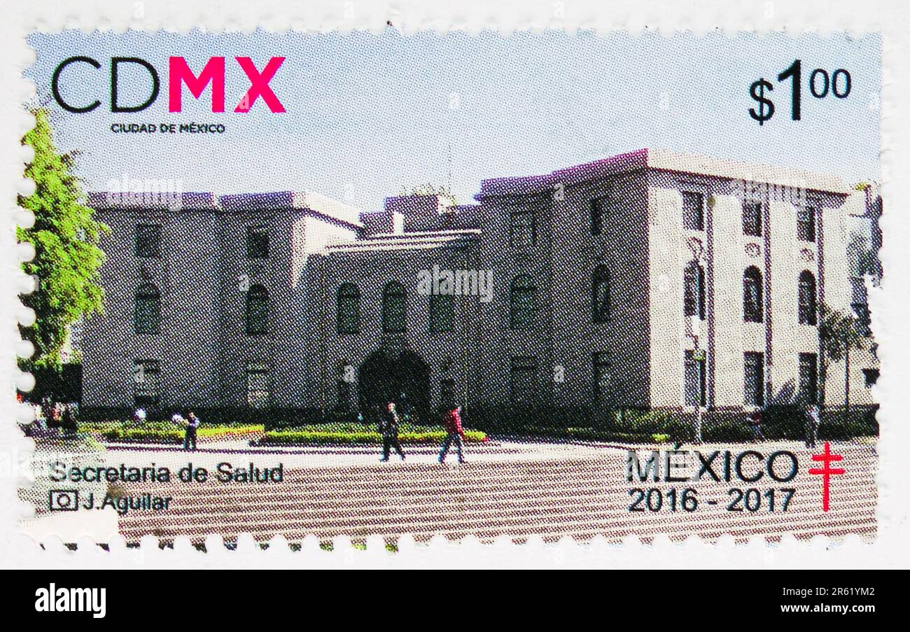 MOSCOU, RUSSIE - JUIN 3 2023: Timbre-poste imprimé au Mexique montre Secrétariat de la Santé, série de timbres antituberculeux, vers 2016 Banque D'Images