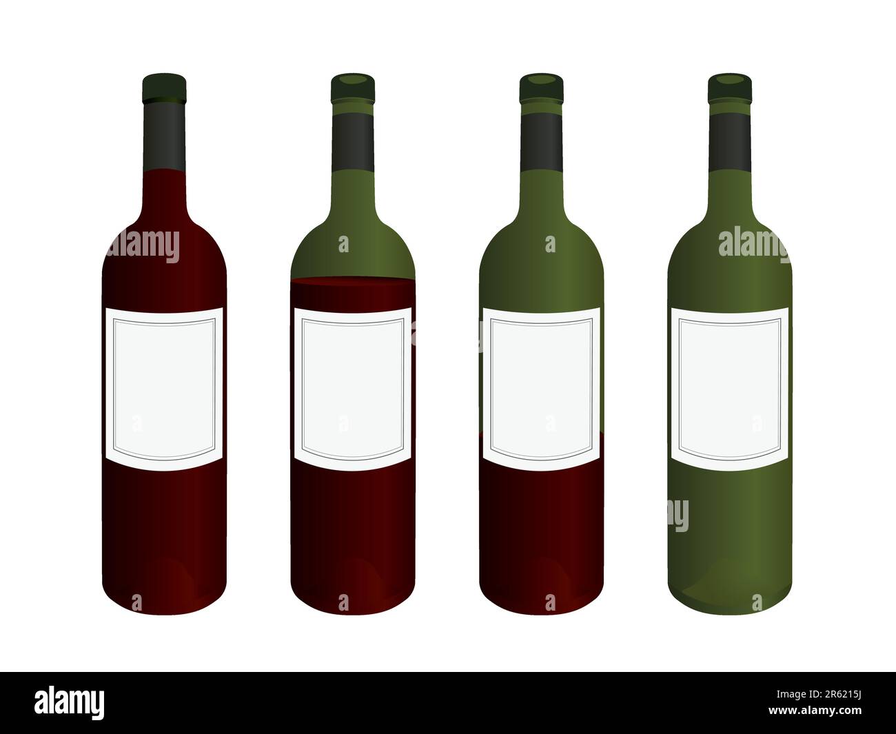 Collection de bouteilles de vin avec étiquettes vierges Illustration de Vecteur