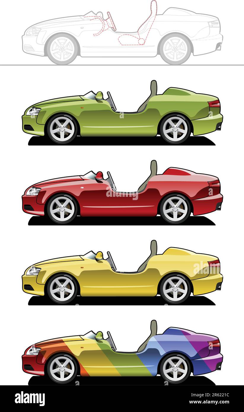 Roadster (barchetta) . Fait partie de mes collections de style de carrosserie de voiture. Gradients simples uniquement - pas de maillage de gradient Illustration de Vecteur