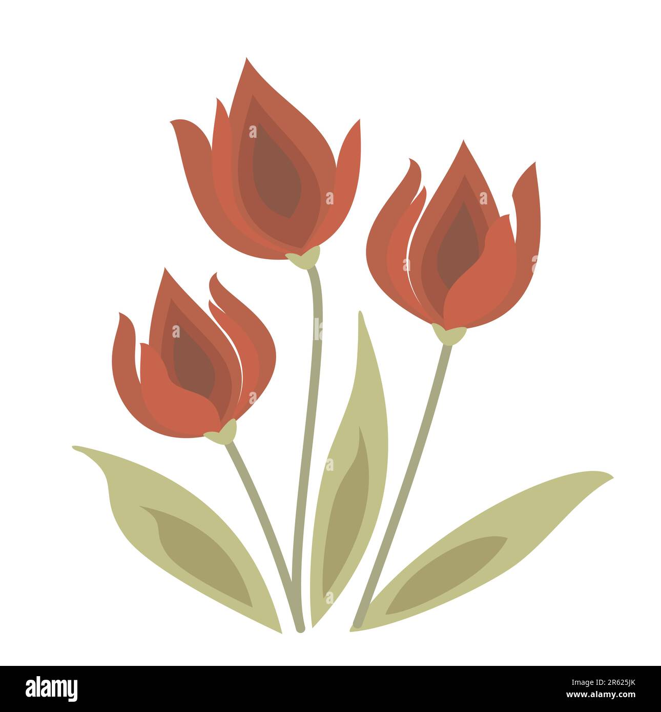 arrière-plan tulipe isolé facile en rouge et vert Illustration de Vecteur