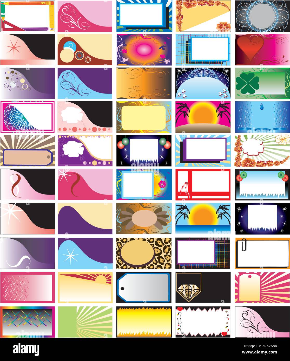 Vector 50 cartes d'affaires horizontales, cartes de Vœux ou fonds. Peut également être utilisé pour les vacances. Très décoratif et à thème. Illustration de Vecteur