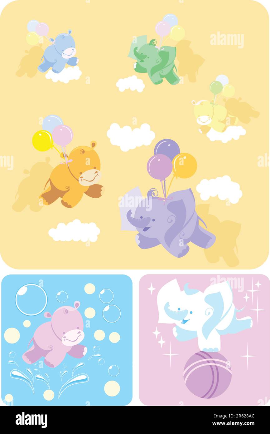 ensemble vectoriel d'animaux amusants Illustration de Vecteur