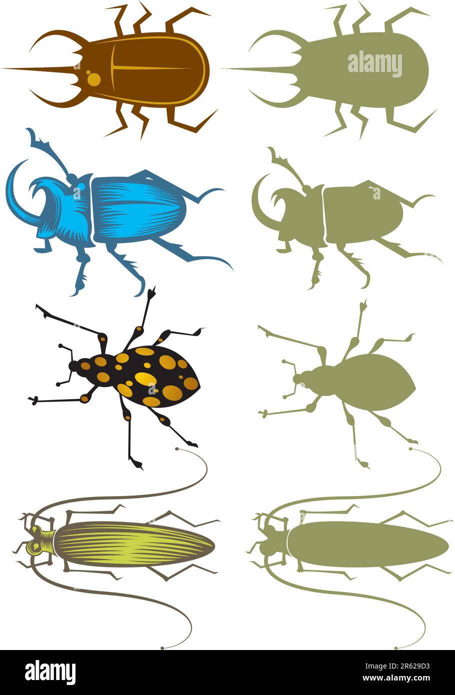 Motif insectes et silhouette. Illustration de Vecteur