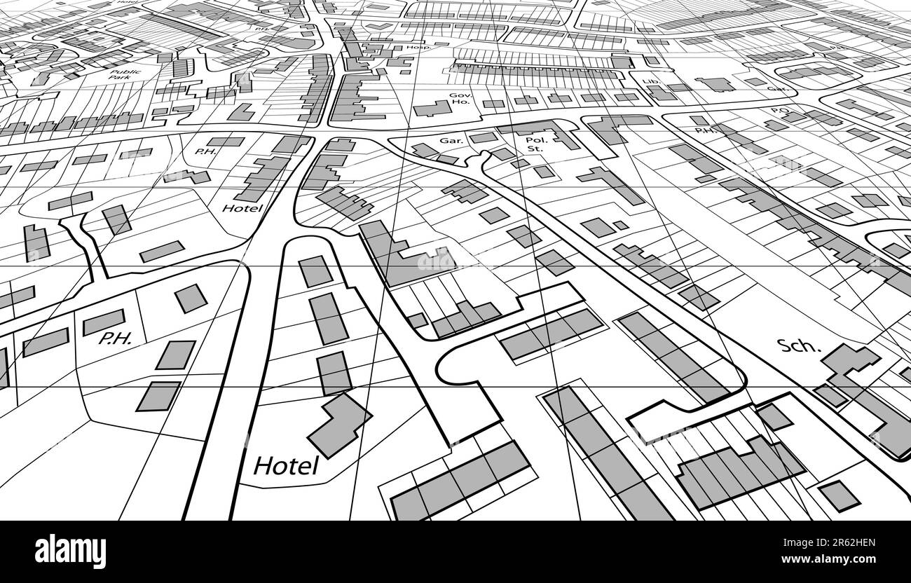 Vue oblique d'un logement de carte vectorielle modifiable une ville générique Illustration de Vecteur