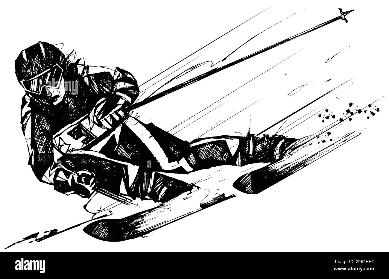 illustration vectorielle d'un concurrent de ski en action Illustration de Vecteur
