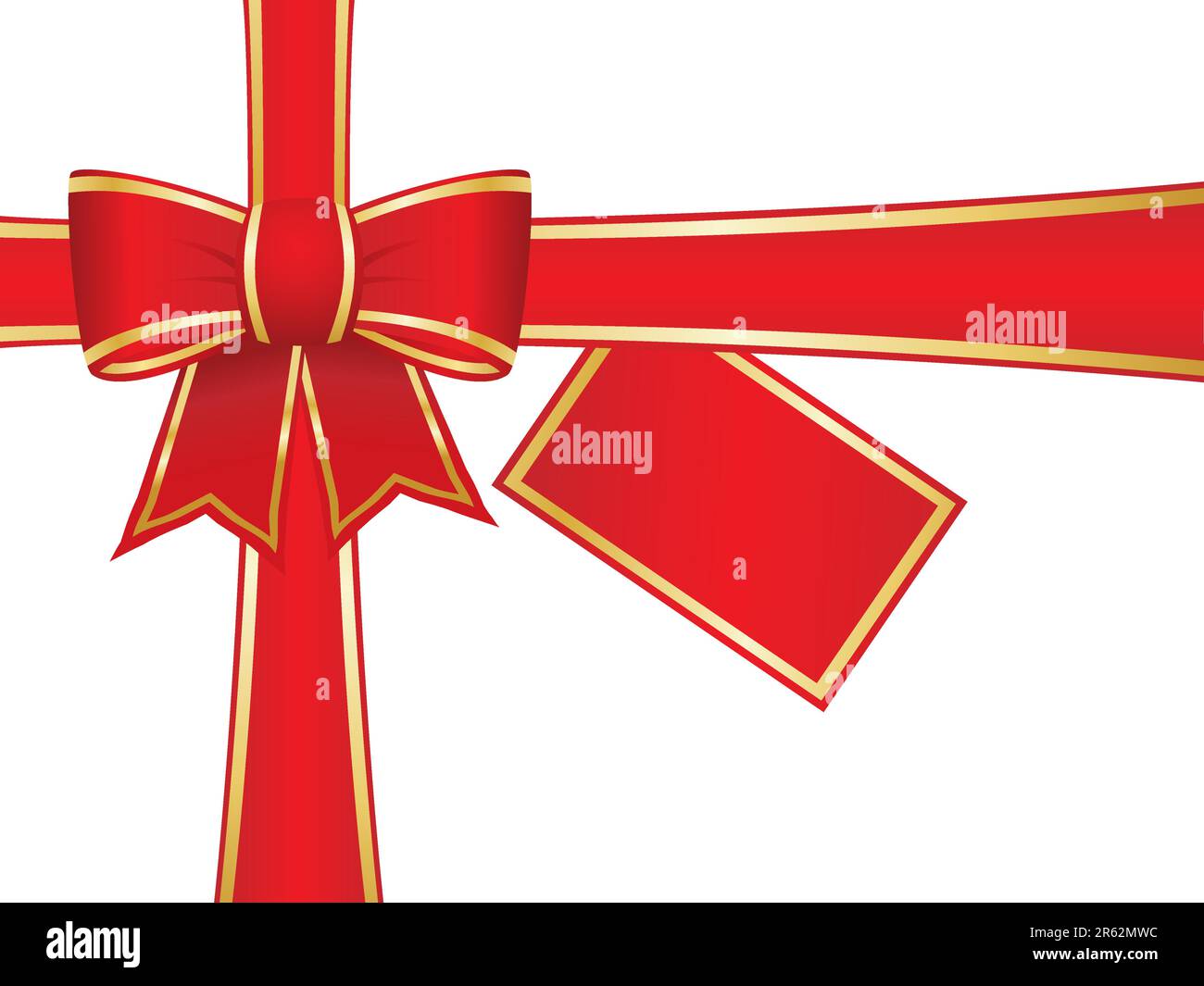Noeud et rubans avec étiquette cadeau vierge. Veuillez consulter mon portefeuille pour plus d'illustrations. Illustration de Vecteur
