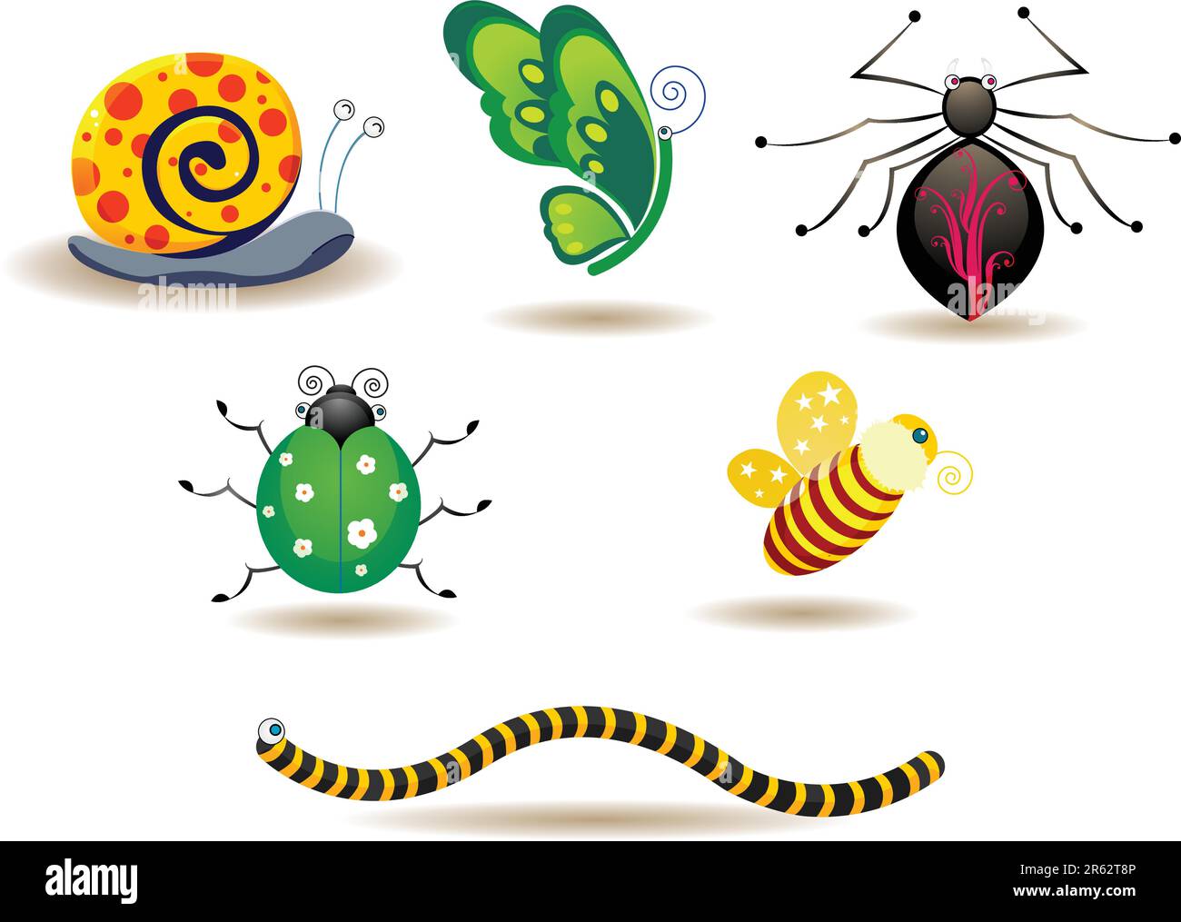 Trois motifs insectes différents. Illustration de Vecteur