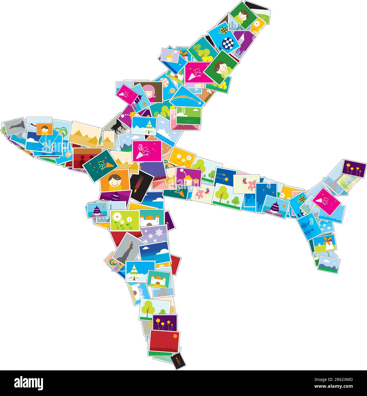 L'avion est composé d'un grand nombre de photos Illustration de Vecteur