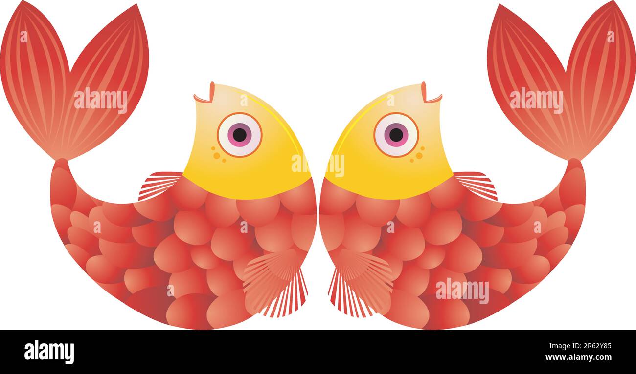 Décoration couple motif poisson. Illustration de Vecteur