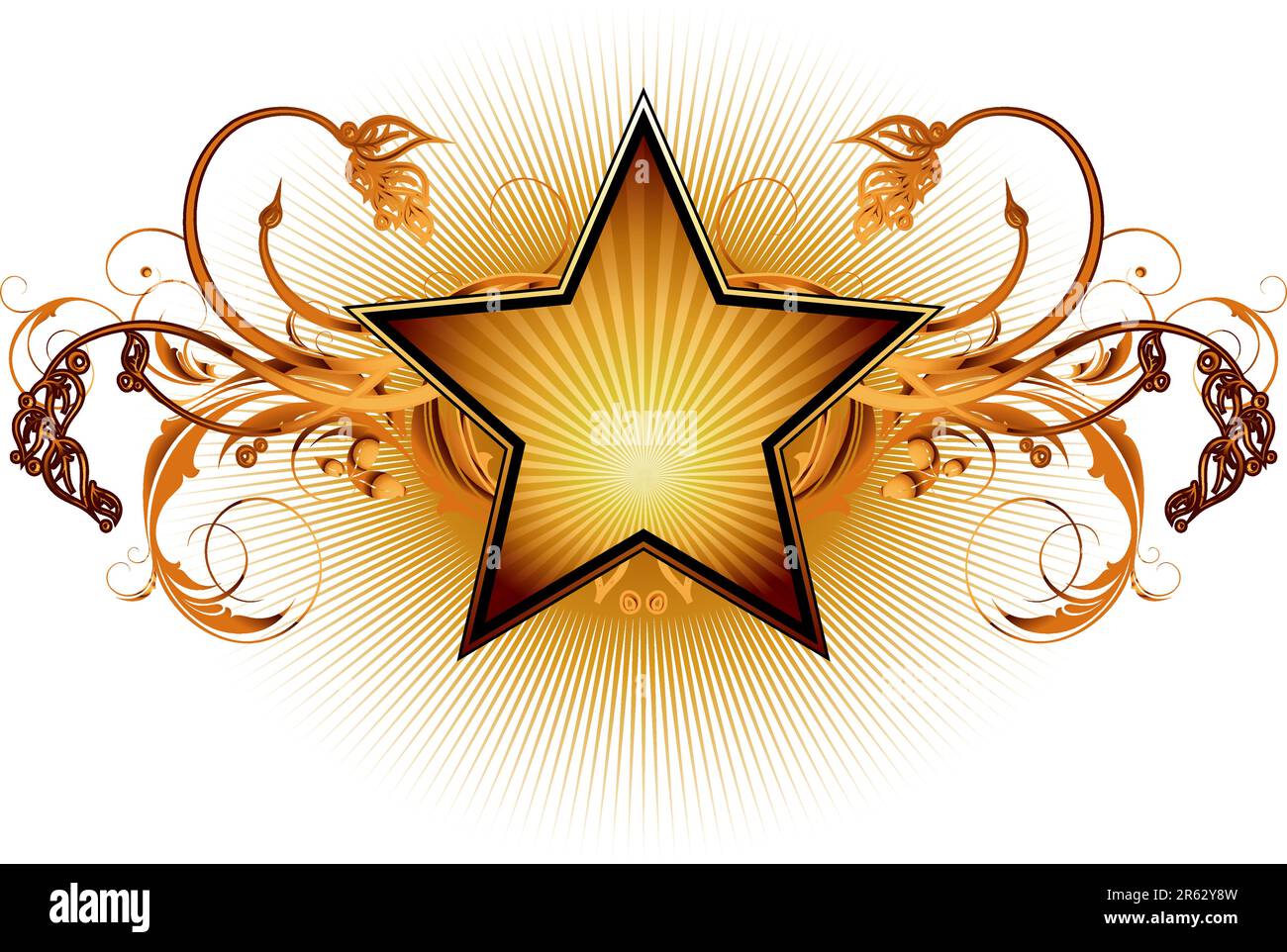 étoile avec éléments floraux, cette illustration peut être utilisée comme travail de créateur Illustration de Vecteur