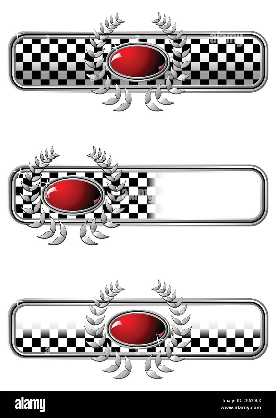 Différents badges de course avec un bijou ovale rouge sur fond blanc Illustration de Vecteur