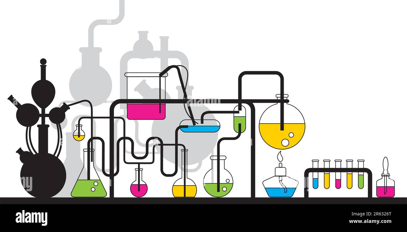 Le fond coloré de la verrerie chimique Illustration de Vecteur