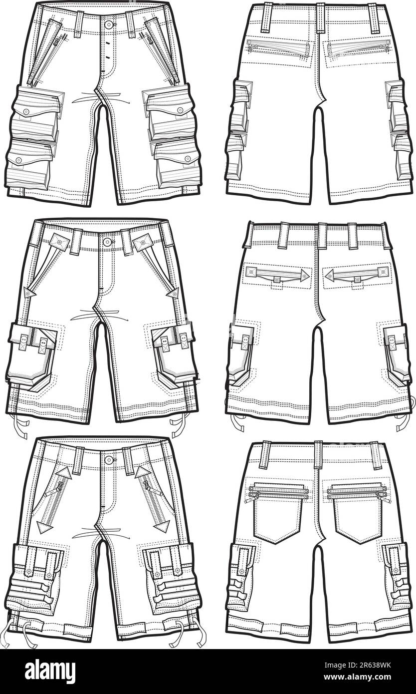 shorts cargo pour hommes Illustration de Vecteur