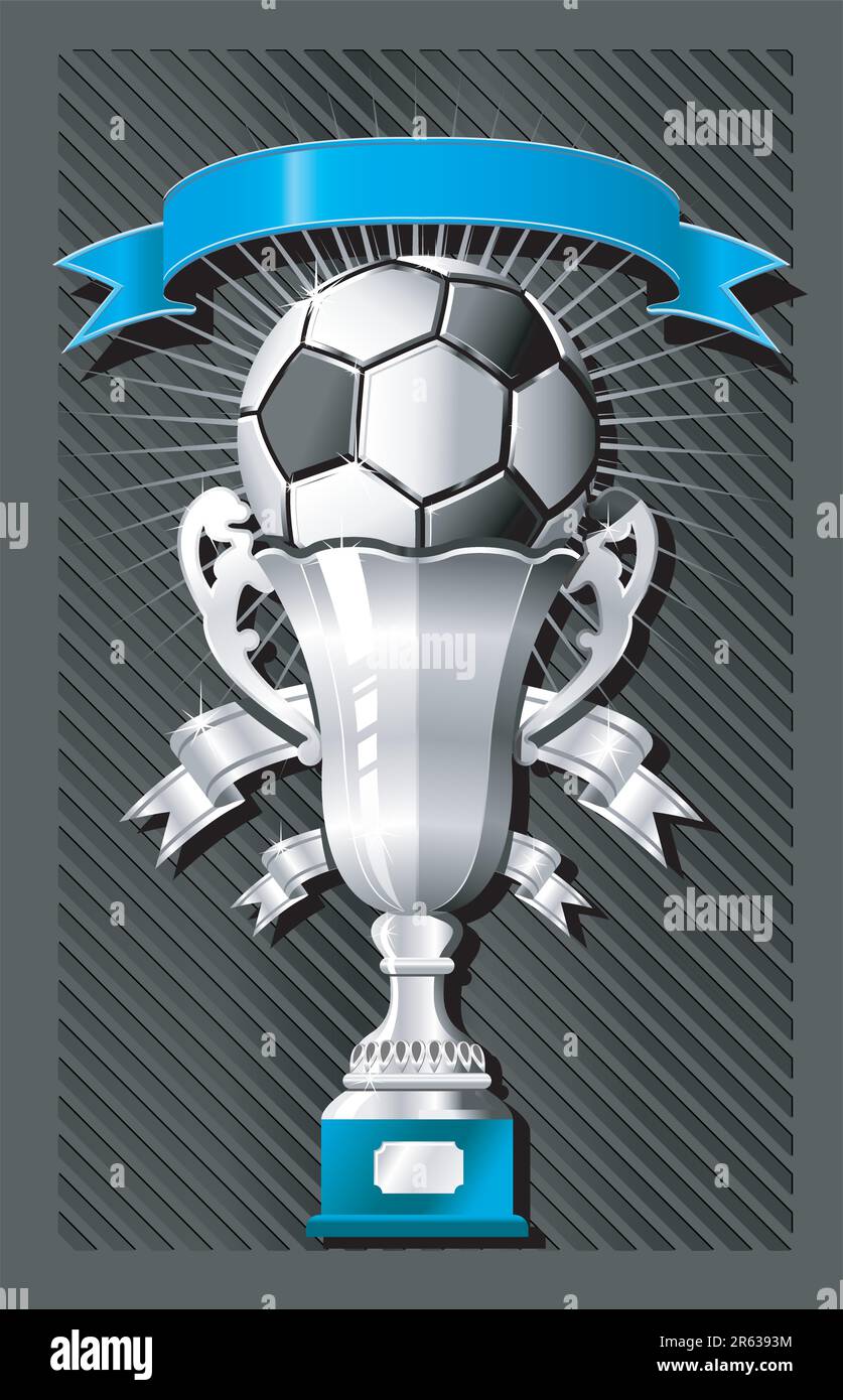 Ballon de football (football) et coupe avec ruban Illustration de Vecteur