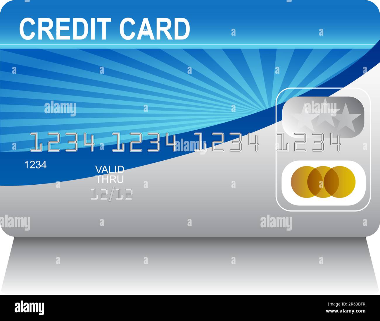 Laserbeam une carte de crédit en bleu et argent. Illustration de Vecteur