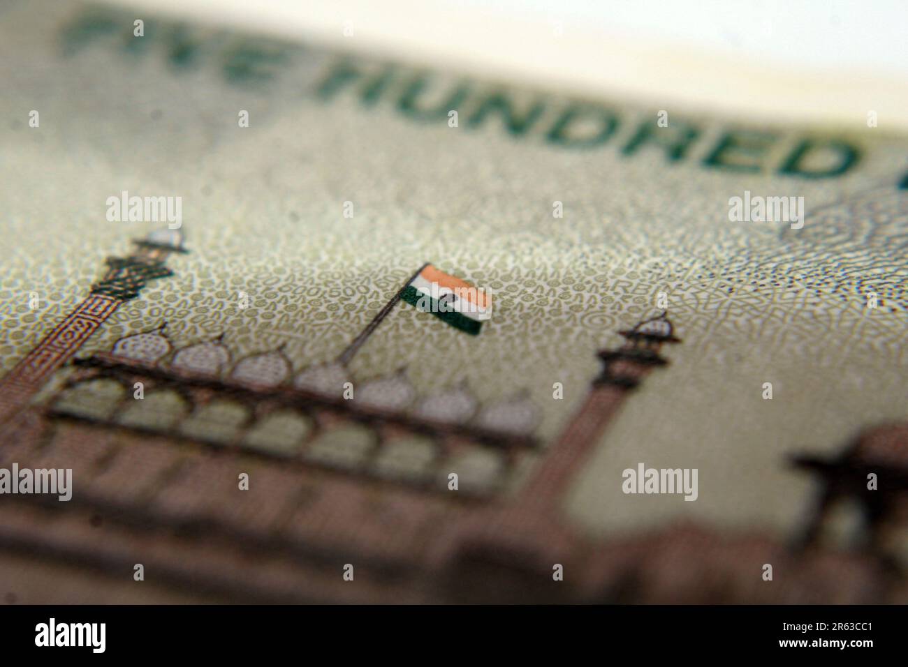Gros plan cinq cents devises indiennes. Banque D'Images