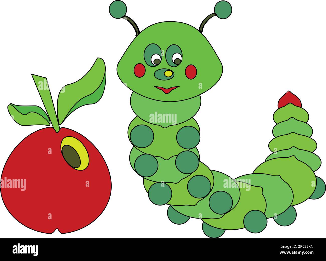 Caterpillar à la pomme verte Illustration de Vecteur