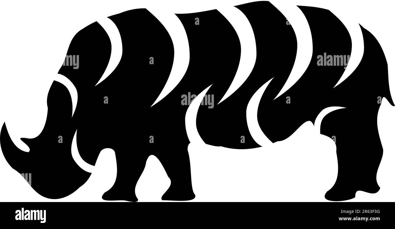 Un rhinocéros silhouette tatouage tribal Illustration de Vecteur