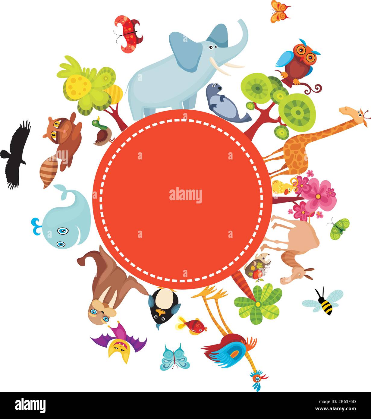 illustration vectorielle d'une carte d'animal colorée Illustration de Vecteur