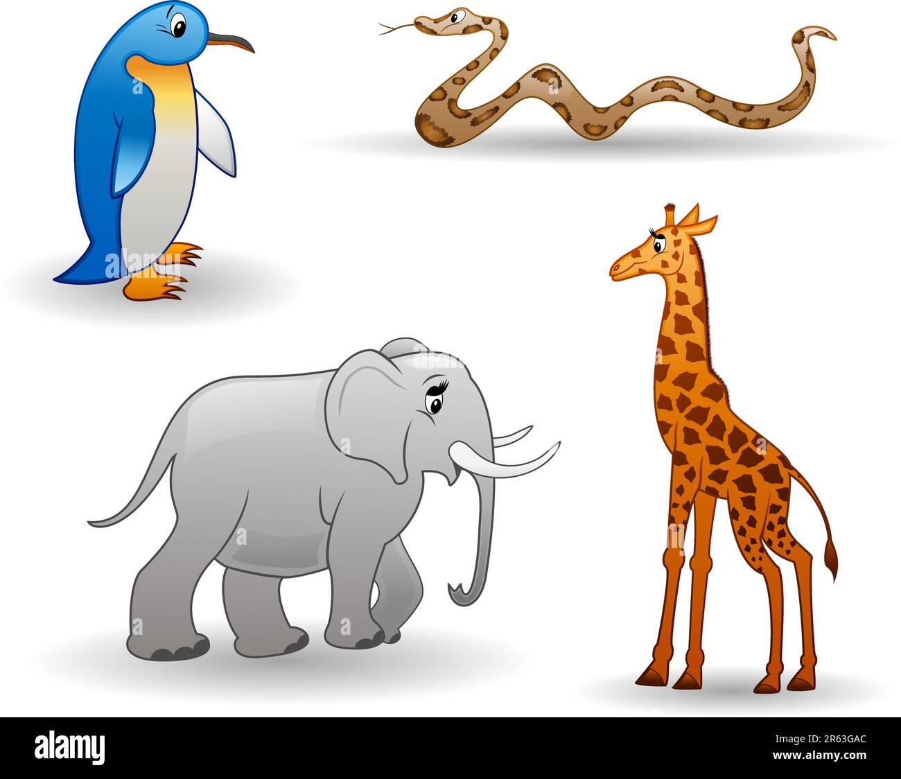 Animaux de dessins animés vectoriels isolés sur un fond blanc Illustration de Vecteur