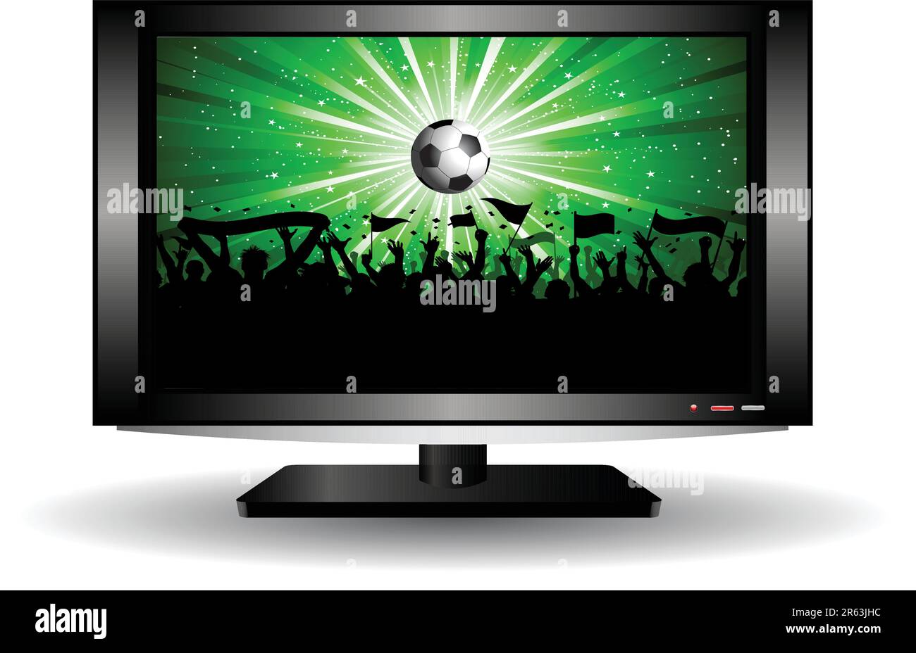 Silhouette d'une foule de football sur la télévision à écran LCD Illustration de Vecteur