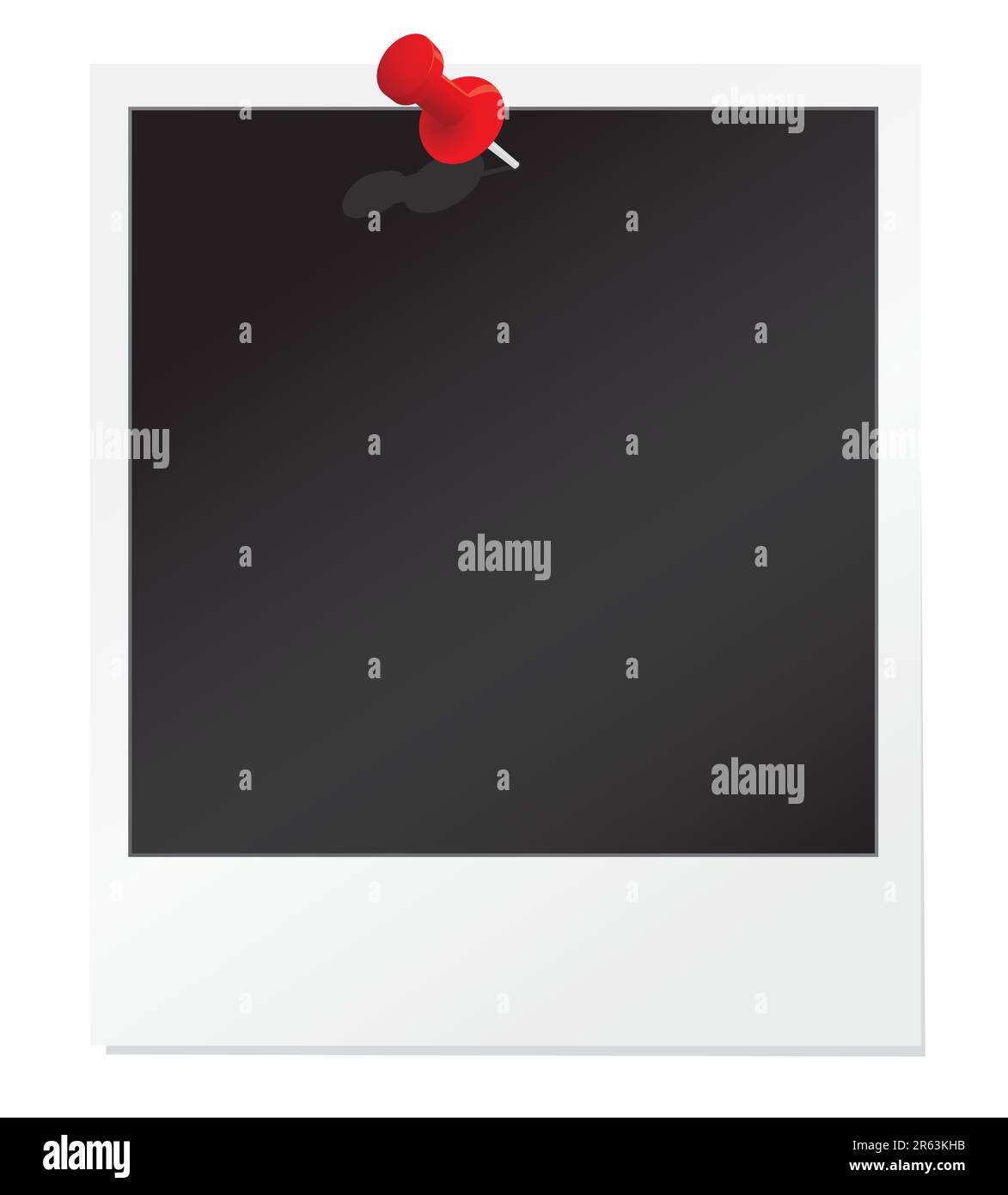 Photographie polarioïde vierge avec punaise et ombres. Veuillez consulter mon portefeuille pour plus d'illustrations fixes. Illustration de Vecteur