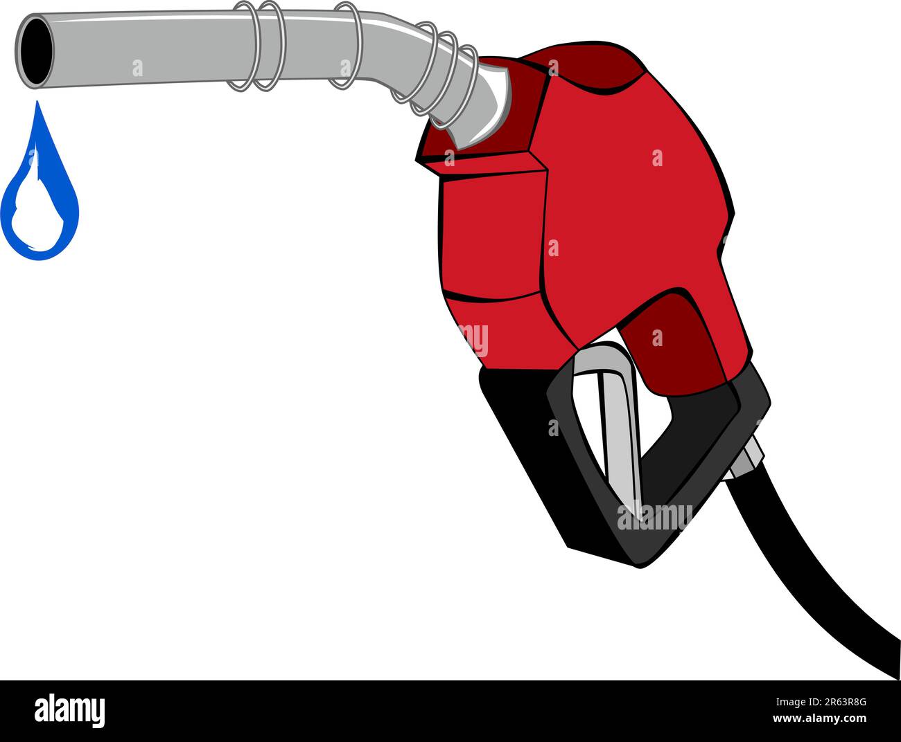 Buse de pompe à gaz rouge avec gouttes d'eau Illustration de Vecteur