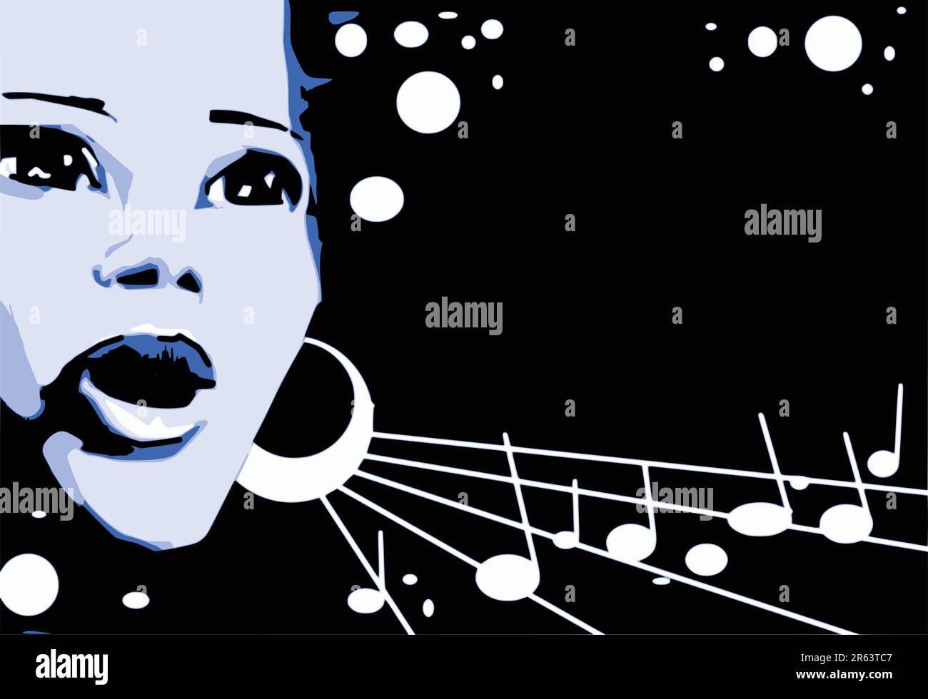 femme chantant , style de dessin animé, portrait, pas d'une personne particulière Illustration de Vecteur