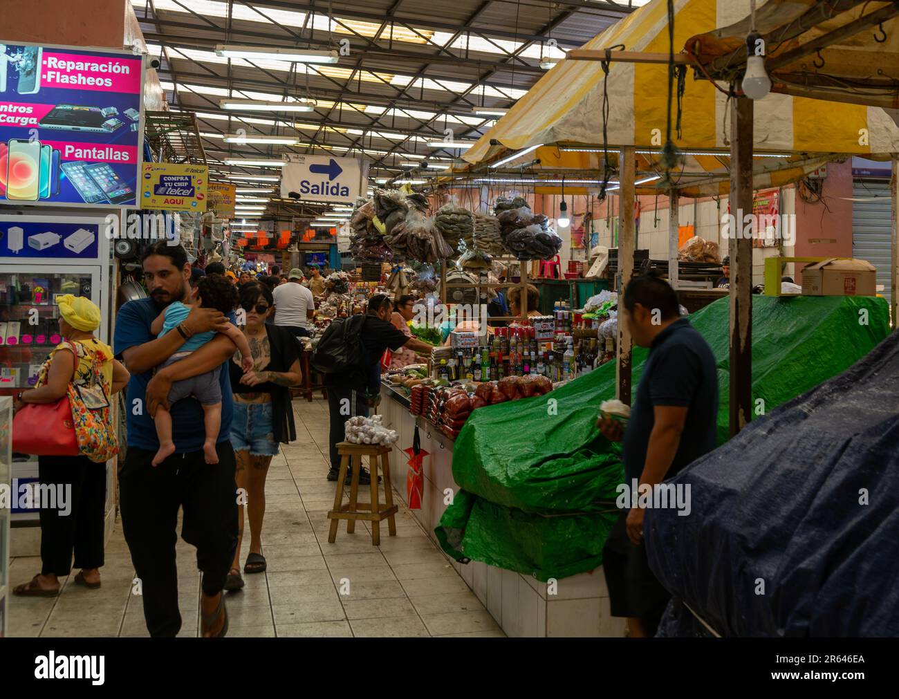 Intérieur du marché municipal de Mercado Lucas de Galvez, Merida, Yucatan, Mexique Banque D'Images