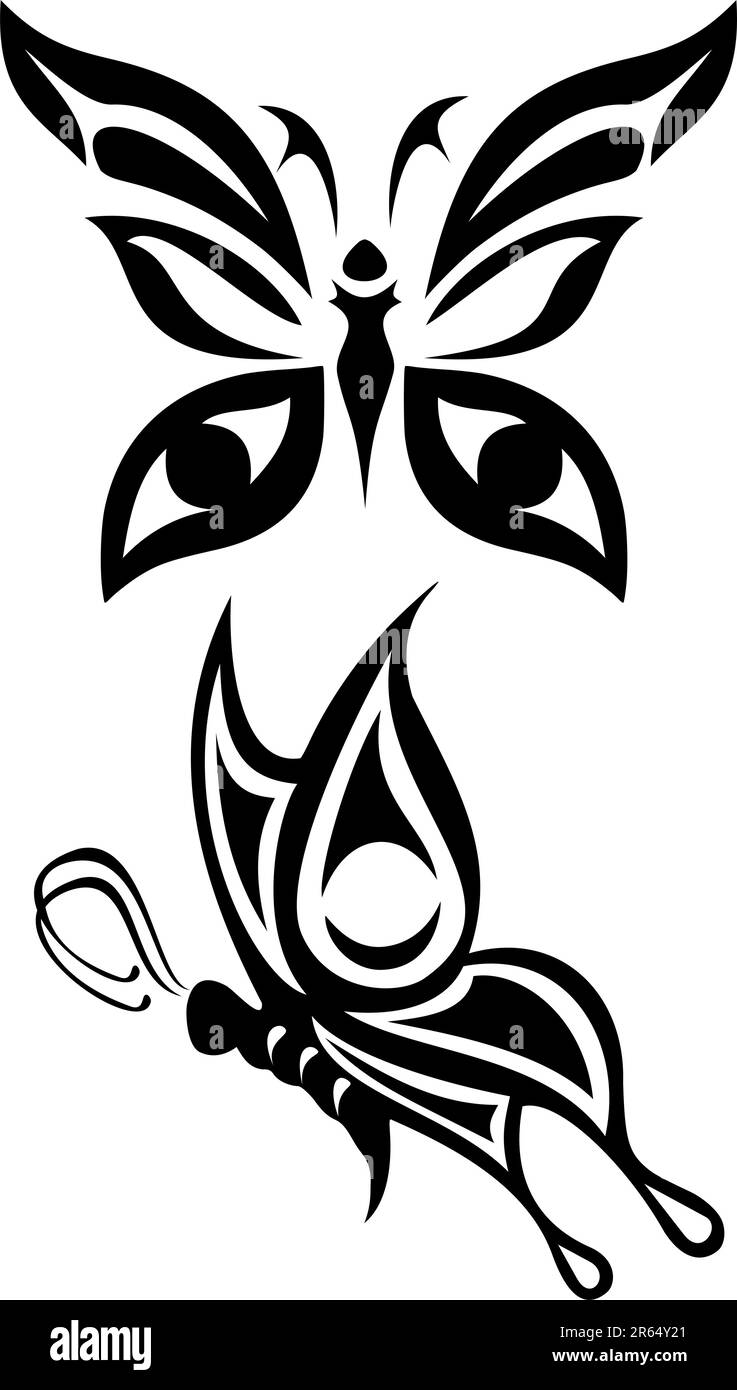 Deux tatouages tribaux papillon Illustration de Vecteur