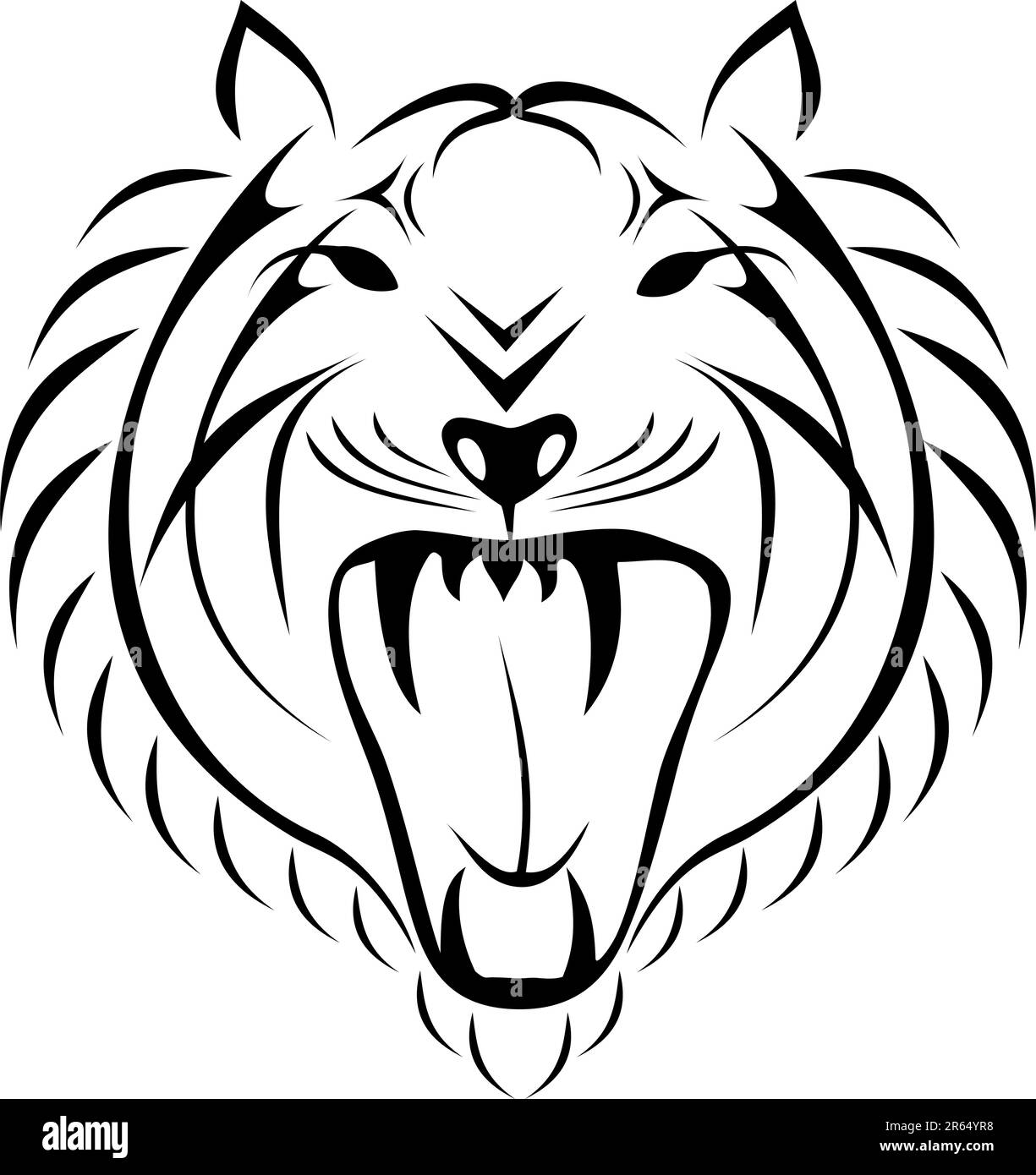 Une tête de tigre tribal tattoo Illustration de Vecteur