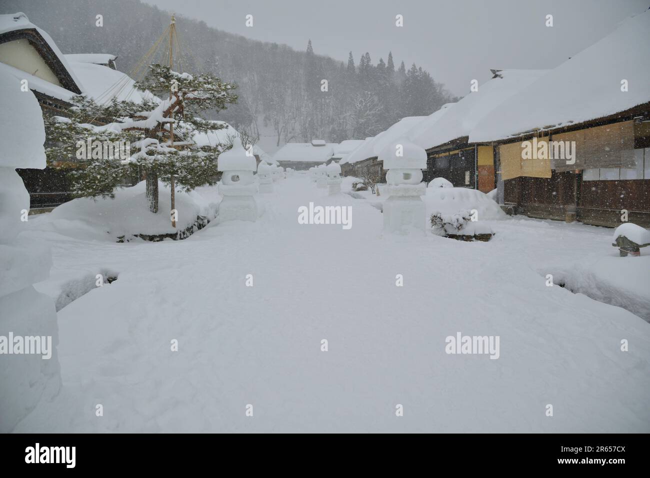 Ouchi-Juku en hiver Banque D'Images