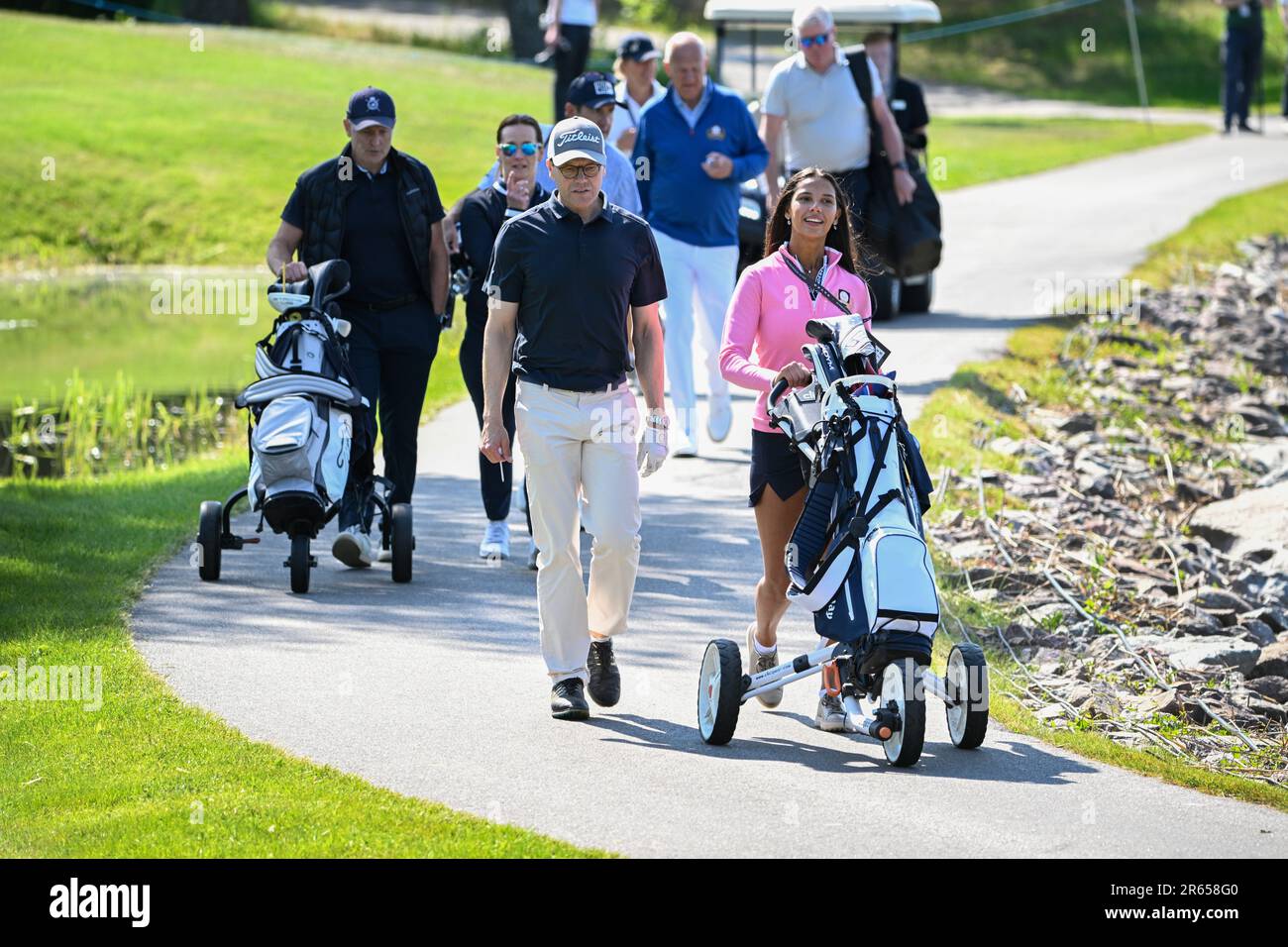 Le prince Daniel de Suède joue au golf d'Ullna à Stockholm, en Suède, au 07 juin 2023. Photo: Anders Wiklund / TT / code 10040 Banque D'Images